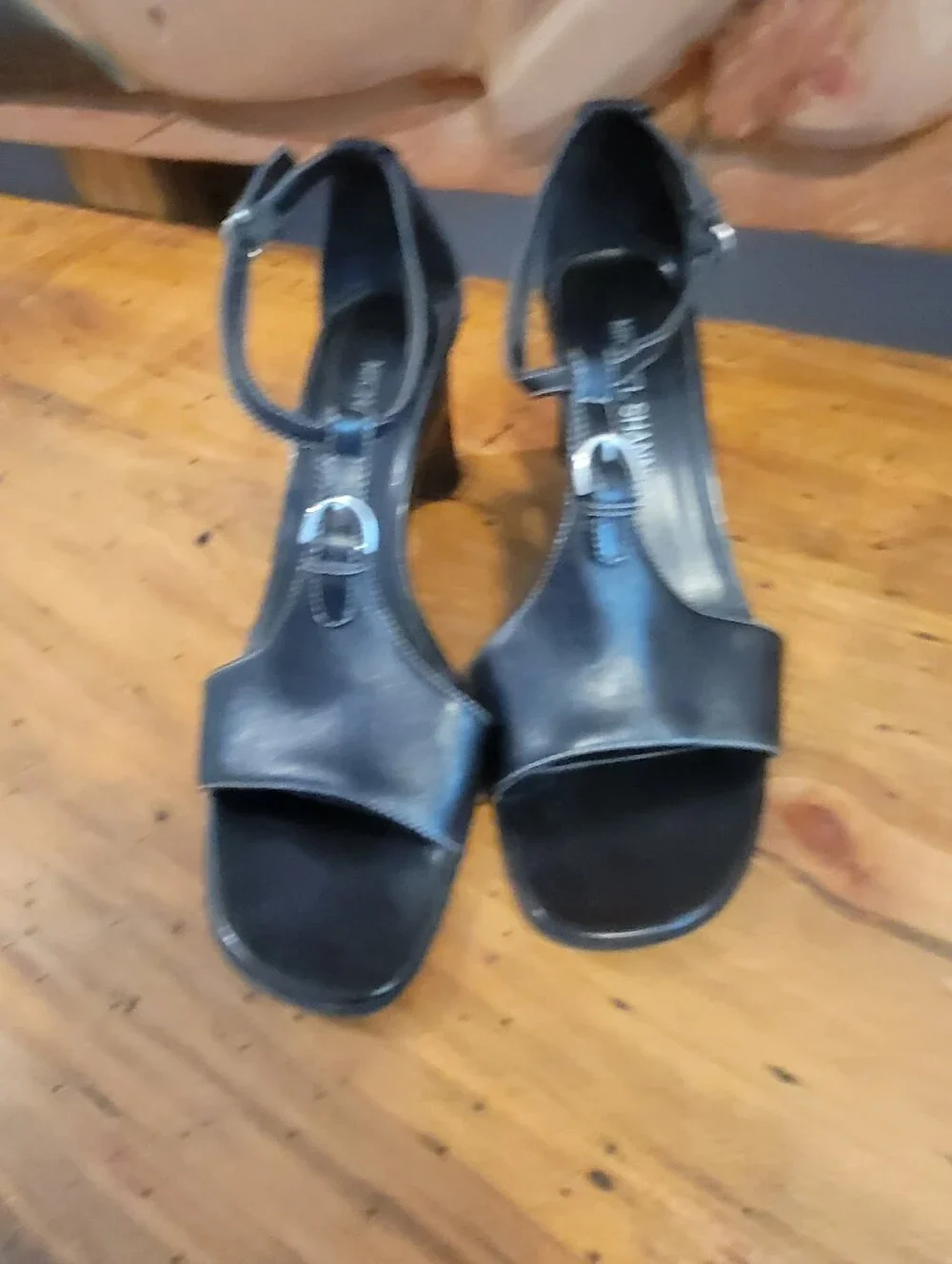 Vintage Micheal Shannon Size 7.5 Black Leather Sling Back 2.5